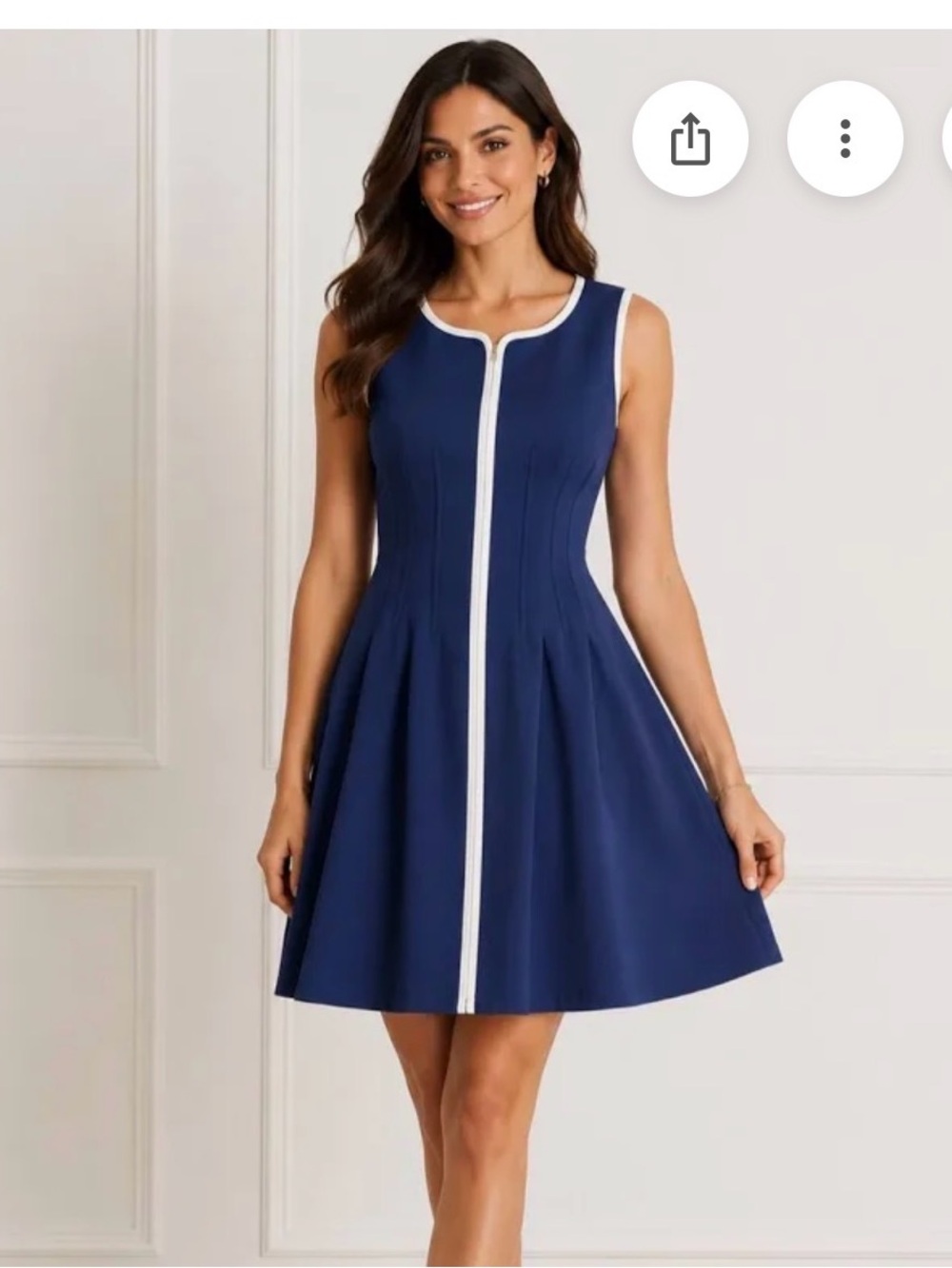 Betsey Johnson Blue Sleeveless Fit & Flare Dress with White Trim * US 6